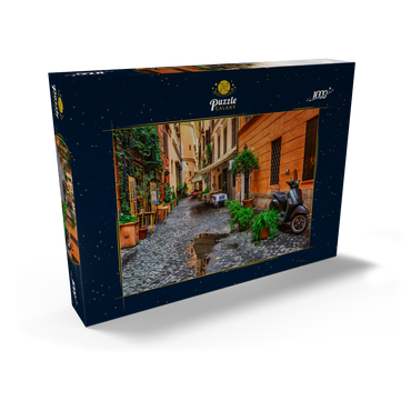 Blick auf eine alte, enge Straße in Rom, Italien 1000 Puzzle Schachtel Ansicht2