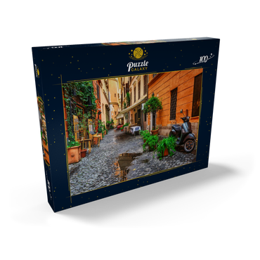 Blick auf eine alte, enge Straße in Rom, Italien 100 Puzzle Schachtel Ansicht2