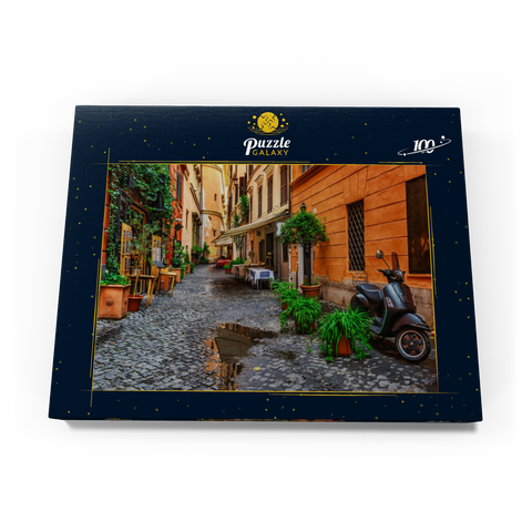 Blick auf eine alte, enge Straße in Rom, Italien 100 Puzzle Schachtel Ansicht3