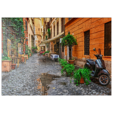 puzzleplate Blick auf eine alte, enge Straße in Rom, Italien 100 Puzzle