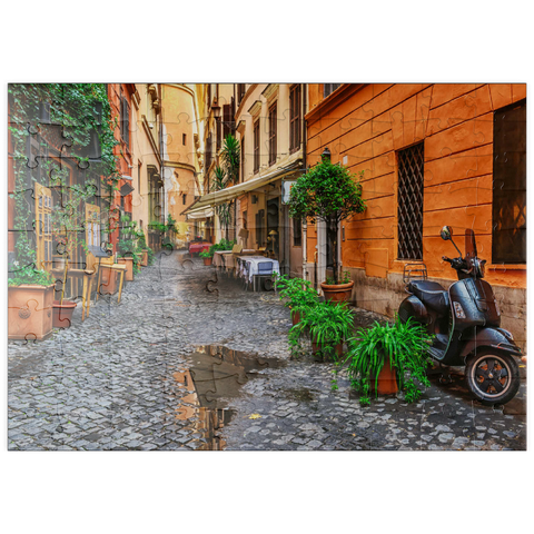 puzzleplate Blick auf eine alte, enge Straße in Rom, Italien 100 Puzzle