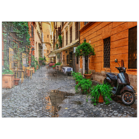 Darstellung des Puzzle Motivs Blick auf eine alte, enge Straße in Rom, Italien - Puzzleteile: 100