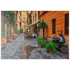 Darstellung des Puzzle-Motivs Blick auf eine alte, enge Straße in Rom, Italien – Puzzleteile: 200