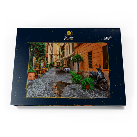 Blick auf eine alte, enge Straße in Rom, Italien 500 Puzzle Schachtel Ansicht3