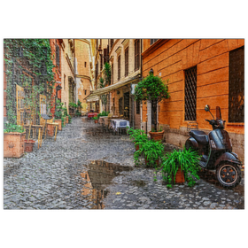 Darstellung des Puzzle-Motivs Blick auf eine alte, enge Straße in Rom, Italien – Puzzleteile: 500