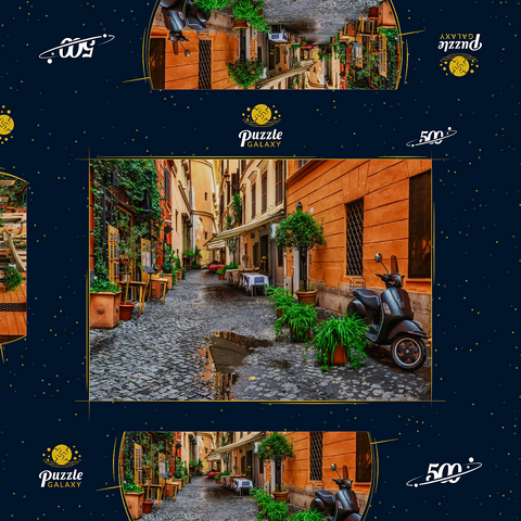 Blick auf eine alte, enge Straße in Rom, Italien 500 Puzzle Schachtel 3D Modell