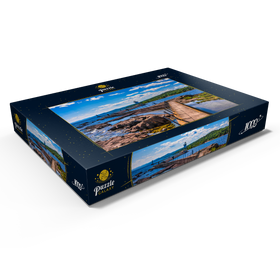 Darstellung des Puzzle Motivs Grand Marais Light vor der Kulisse der Sawtooth Mountains am Lake Superior - Puzzleteile: 1000