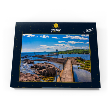 Grand Marais Light vor der Kulisse der Sawtooth Mountains am Lake Superior 100 Puzzle Schachtel Ansicht3