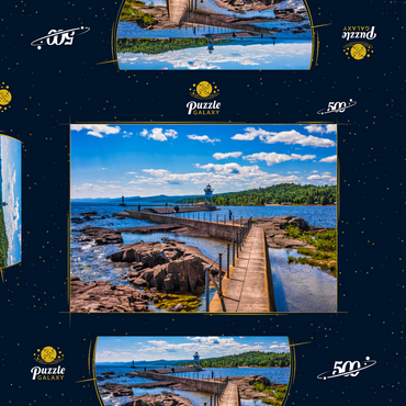 Grand Marais Light vor der Kulisse der Sawtooth Mountains am Lake Superior 500 Puzzle Schachtel 3D Modell