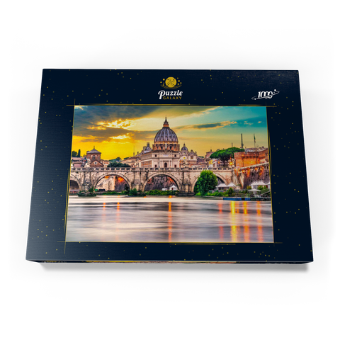 Petersdom und Brücke Ponte Vittorio Emanuele II im Vatikan, Rom, Italien 1000 Puzzle Schachtel Ansicht3