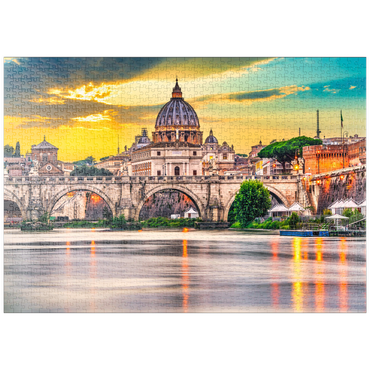 puzzleplate Petersdom und Brücke Ponte Vittorio Emanuele II im Vatikan, Rom, Italien 1000 Puzzle