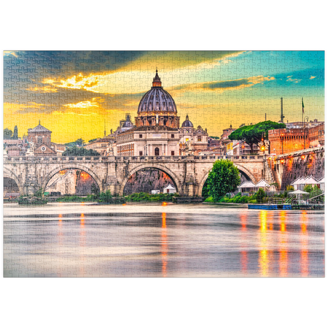 puzzleplate Petersdom und Brücke Ponte Vittorio Emanuele II im Vatikan, Rom, Italien 1000 Puzzle
