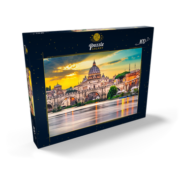 Petersdom und Brücke Ponte Vittorio Emanuele II im Vatikan, Rom, Italien 100 Puzzle Schachtel Ansicht2