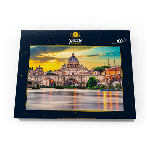 Petersdom und Brücke Ponte Vittorio Emanuele II im Vatikan, Rom, Italien 100 Puzzle Schachtel Ansicht3