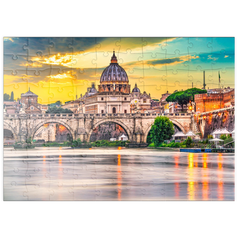 puzzleplate Petersdom und Brücke Ponte Vittorio Emanuele II im Vatikan, Rom, Italien 100 Puzzle