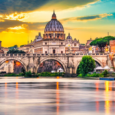 Petersdom und Brücke Ponte Vittorio Emanuele II im Vatikan, Rom, Italien 100 Puzzle 3D Modell
