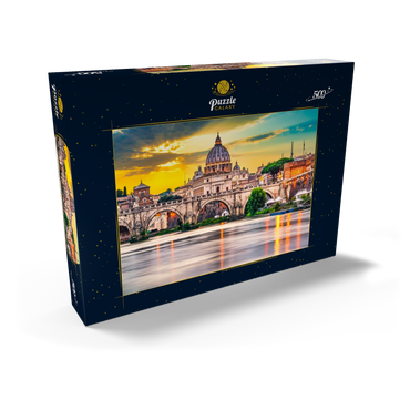 Petersdom und Brücke Ponte Vittorio Emanuele II im Vatikan, Rom, Italien 500 Puzzle Schachtel Ansicht2