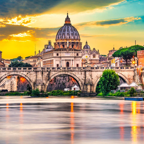 Petersdom und Brücke Ponte Vittorio Emanuele II im Vatikan, Rom, Italien 500 Puzzle 3D Modell