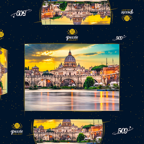 Petersdom und Brücke Ponte Vittorio Emanuele II im Vatikan, Rom, Italien 500 Puzzle Schachtel 3D Modell