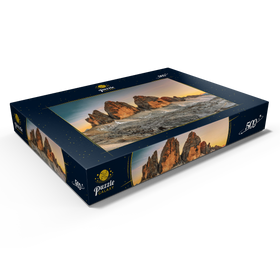 Alternative Darstellung des Puzzle-Motivs Die Drei Zinnen bei Sonnenuntergang, Toblach, Trentino - Südtirol, Italien – Puzzleteile: 500