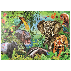 Darstellung des Puzzle-Motivs Tiere des Regenwaldes – Puzzleteile: 1000