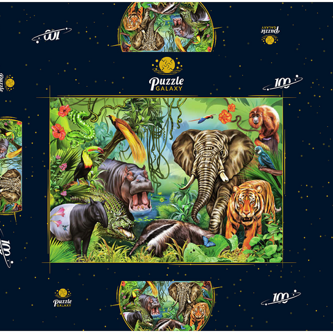 Tiere des Regenwaldes 100 Puzzle Schachtel 3D Modell