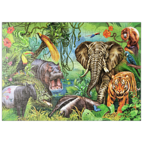 Darstellung des Puzzle-Motivs Tiere des Regenwaldes – Puzzleteile: 200