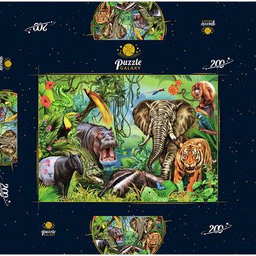 Tiere des Regenwaldes 200 Puzzle Schachtel 3D Modell
