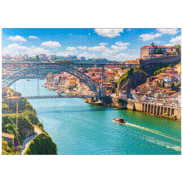 puzzleplate Malerischer, farbenfroher Blick auf die Altstadt von Porto, Portugal 1000 Puzzle