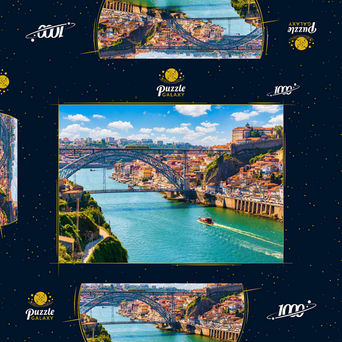 Malerischer, farbenfroher Blick auf die Altstadt von Porto, Portugal 1000 Puzzle Schachtel 3D Modell