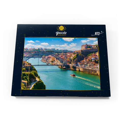 Malerischer, farbenfroher Blick auf die Altstadt von Porto, Portugal 100 Puzzle Schachtel Ansicht3