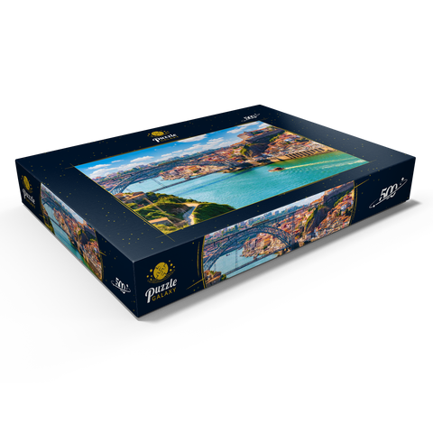 Malerischer, farbenfroher Blick auf die Altstadt von Porto, Portugal 500 Puzzle Schachtel Ansicht1