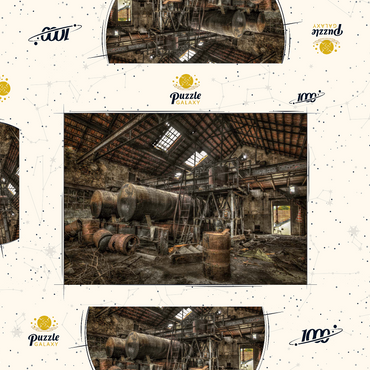 Lost Places - Verrostete Zisternen und Fässer in einer verlassenen Fabrik  1000 Puzzle Schachtel 3D Modell