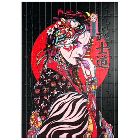 Darstellung des Puzzle Motivs Geisha Frau - Japan Charakter - Puzzleteile: 100