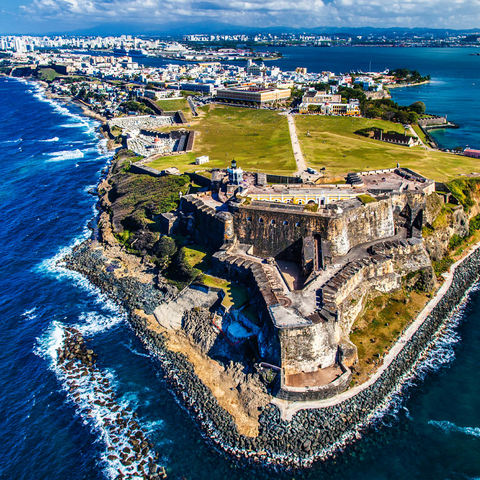 Luftaufnahme des Castillo San Felipe del Morro in Old San Juan, Puerto Rico 1000 Puzzle 3D Modell