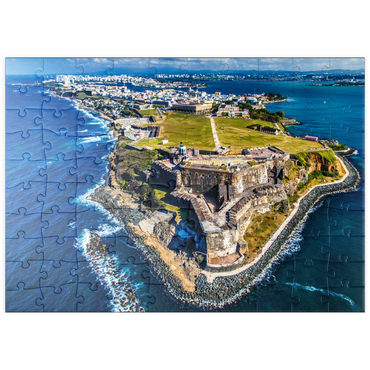 puzzleplate Luftaufnahme des Castillo San Felipe del Morro in Old San Juan, Puerto Rico 100 Puzzle