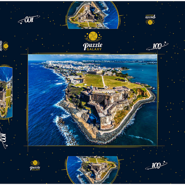 Luftaufnahme des Castillo San Felipe del Morro in Old San Juan, Puerto Rico 100 Puzzle Schachtel 3D Modell