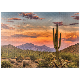 Darstellung des Puzzle-Motivs Sonnenuntergang in der Sonoran-Wüste bei Phoenix, Arizona – Puzzleteile: 1000