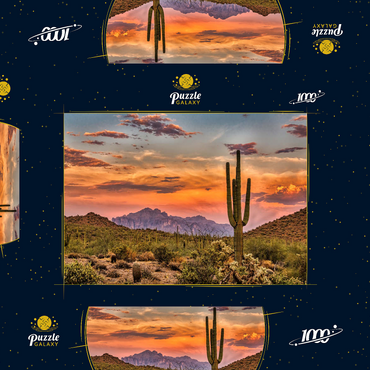 Sonnenuntergang in der Sonoran-Wüste bei Phoenix, Arizona 1000 Puzzle Schachtel 3D Modell