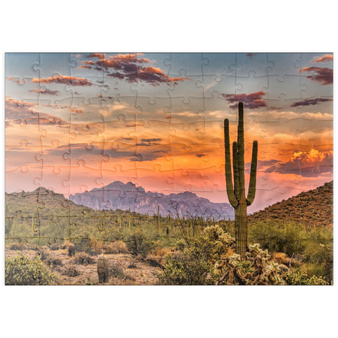 puzzleplate Sonnenuntergang in der Sonoran-Wüste bei Phoenix, Arizona 100 Puzzle