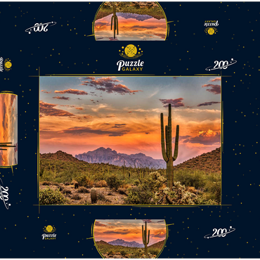 Sonnenuntergang in der Sonoran-Wüste bei Phoenix, Arizona 200 Puzzle Schachtel 3D Modell