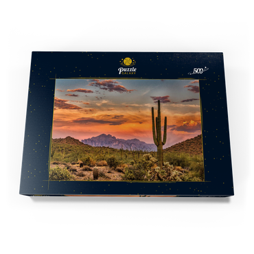 Sonnenuntergang in der Sonoran-Wüste bei Phoenix, Arizona 500 Puzzle Schachtel Ansicht3