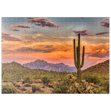 puzzleplate Sonnenuntergang in der Sonoran-Wüste bei Phoenix, Arizona 500 Puzzle