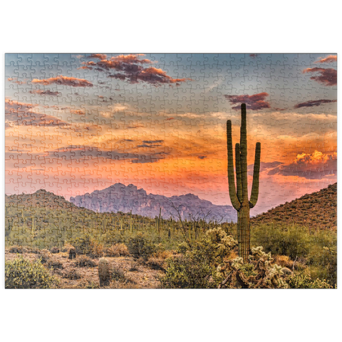 puzzleplate Sonnenuntergang in der Sonoran-Wüste bei Phoenix, Arizona 500 Puzzle