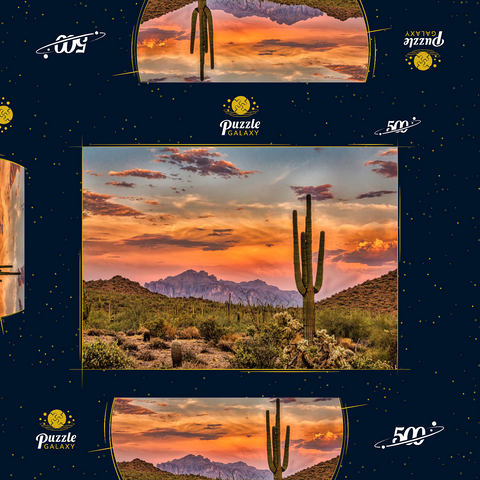 Sonnenuntergang in der Sonoran-Wüste bei Phoenix, Arizona 500 Puzzle Schachtel 3D Modell