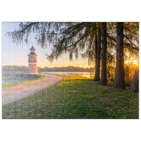 Darstellung des Puzzle Motivs Niederen Großteich bei Bärnsdorf bei Sonnenaufgang - Puzzleteile: 200