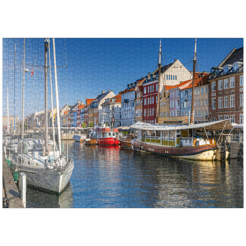 puzzleplate Boote am Stichkanal Nyhavn im Stadtteil Frederiksstaden 1000 Puzzle