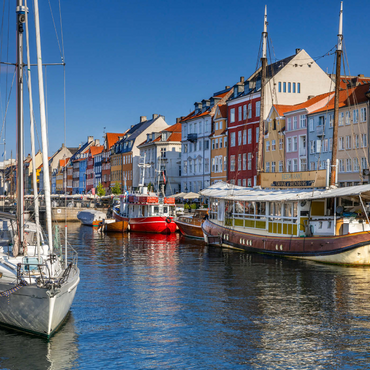 Boote am Stichkanal Nyhavn im Stadtteil Frederiksstaden 1000 Puzzle 3D Modell
