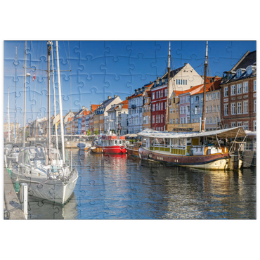 puzzleplate Boote am Stichkanal Nyhavn im Stadtteil Frederiksstaden 100 Puzzle