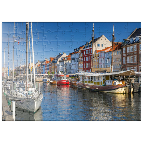 puzzleplate Boote am Stichkanal Nyhavn im Stadtteil Frederiksstaden 100 Puzzle